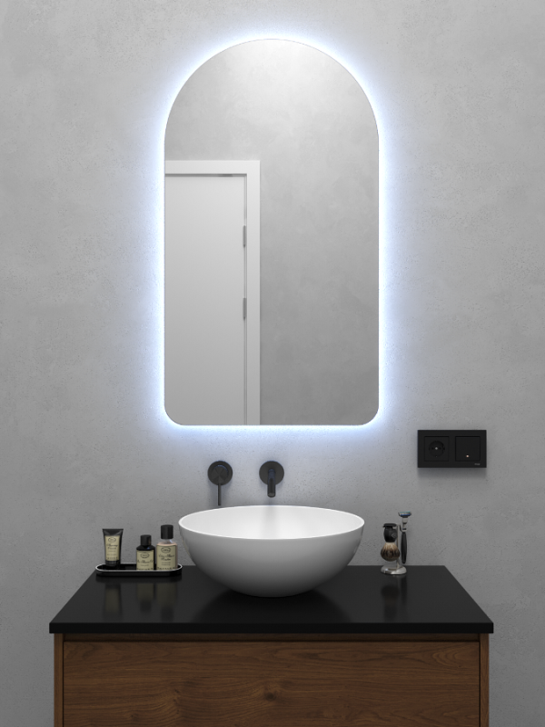 Зеркало арка 90х50 см, с холодной подсветкой